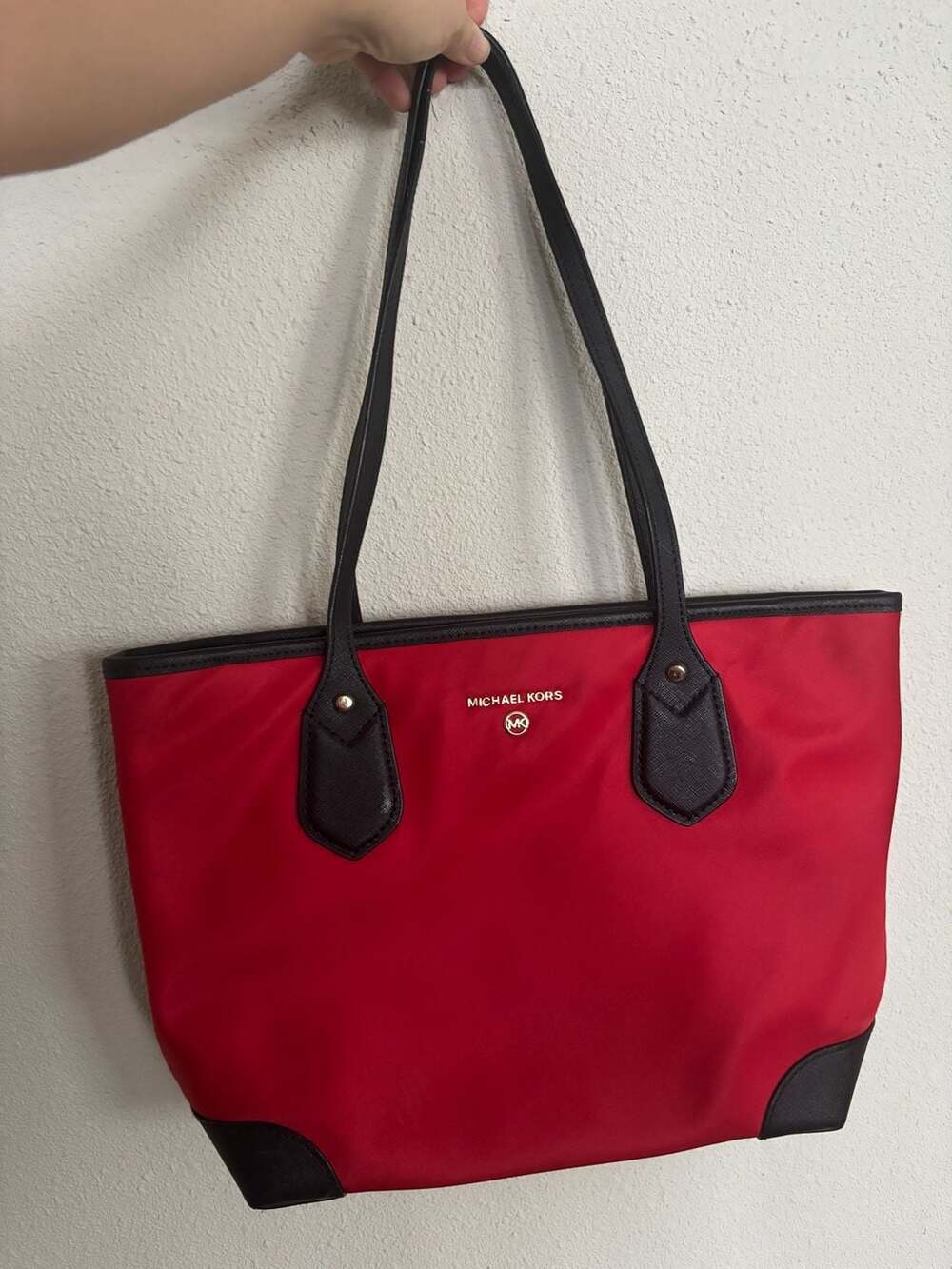 Michael Kors Eva Nylon Tote Bag in Red and Black - Picture 6 of 10